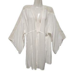 Cotton White Loose Fitting Top Cover Up Tunic Size M